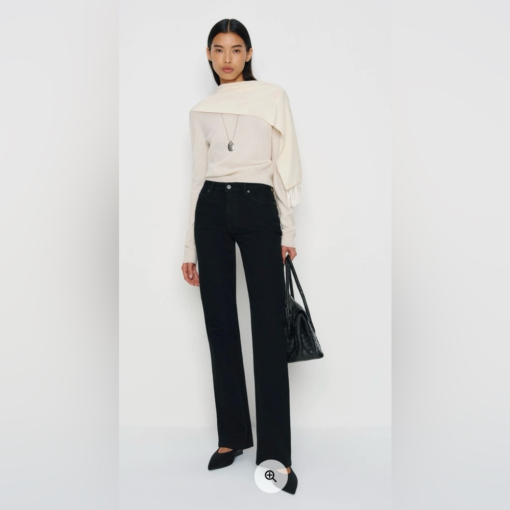 Reformation Straight Leg Mid Rise Black Jeans